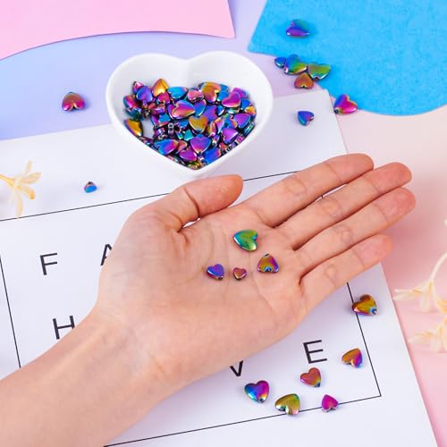 100 st. Niet-magnetisch Hematietkralen 6/8/10/12mm Hart edelsteen kralen Regenboog kleur gladde steen los kralen Bulk voor armband ketting sieraden maken 5