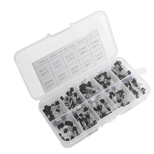 NPN PNP Power Triode Combinatiekit, TO-92 Direct Insert Triode 200 stuks, Model: BC337, BC327, 2N2222, 2N2907, 2N3904, 2N3906, S8050, S8550, A1015, C1815