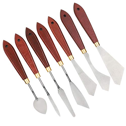 7 Stuk roestvrij Stalen palet Mes mengen Spatula Set voor het mengen van olie en acryl 3
