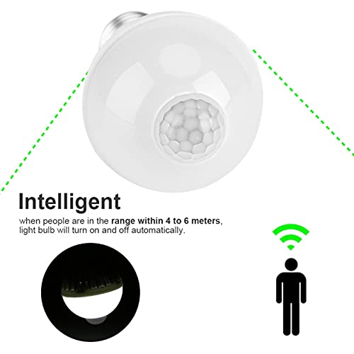 LED-bol, E27 Intelligente detectie PIR Infrarood Bewegingssensor LED-bol, voor kelder, badkamer of hal (7W) 4