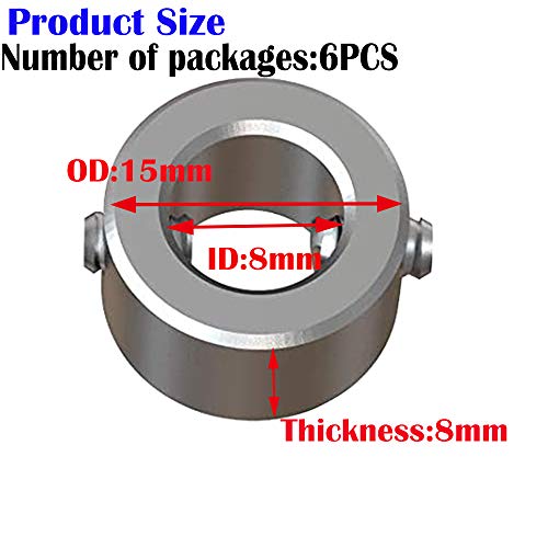 Diepte Halsband stoppen Duurzaam, Ring Positioner Afstand positionering Locator (ID: 8mm, 6st) voor houtbewerking Drill Consistent boren, met Allen moersleutel
