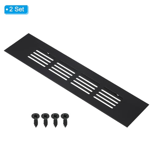 20x5cm Rechthoekige Ventilatiehoes, 2 st Aluminium Mesh Raster Ventilatie Hoes Louvre met bevestigingsschroeven voor kabinetsdeur, zwart 3