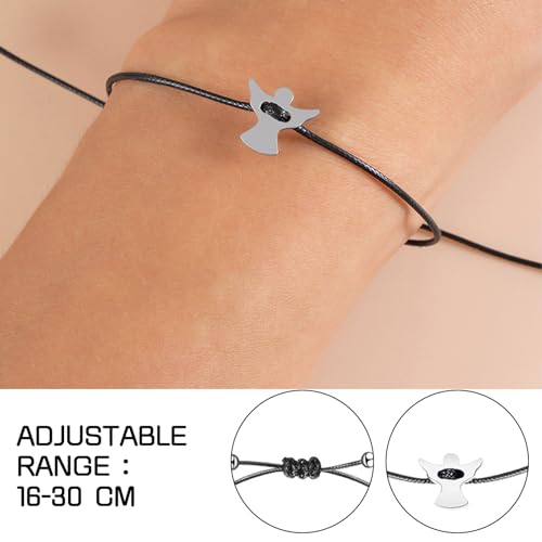 Guardian Angel armband, zilveren geluk armband voor vrouwen met metalen hanger Lucky Charm voor kinderen meisjes vrienden familie klasgenoten 12cm roestvrij staal, roestvrij staal 3