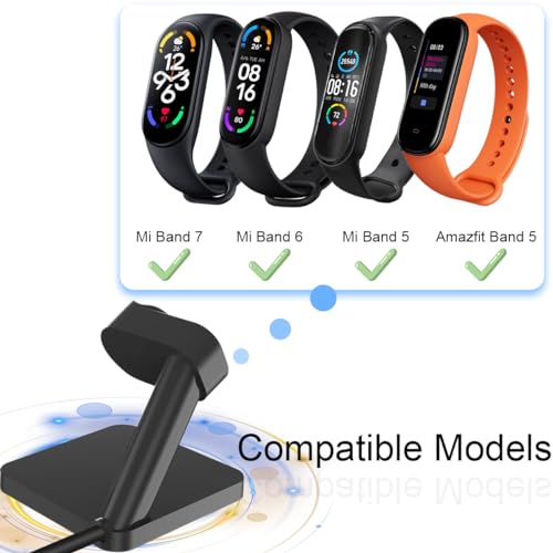Oplaadstation Compatibel met Xiaomi Mi Band 6/Mi Band 7/Mi Band 5/Amazfit Band 5, Magnetische laaddock, Stand, laadstand, USB-oplaadkabel, laadhouder, met 1 meter kabel