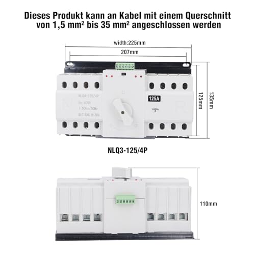 Automatische wisselschakelaar voor dubbele stroomoverdracht, AC 400V, 4P 125A, ATS-CB, Net0 Emergency Power Switch, Automatische noodschakelaar voor Municipal Power, USV, Inverter, Solar 3