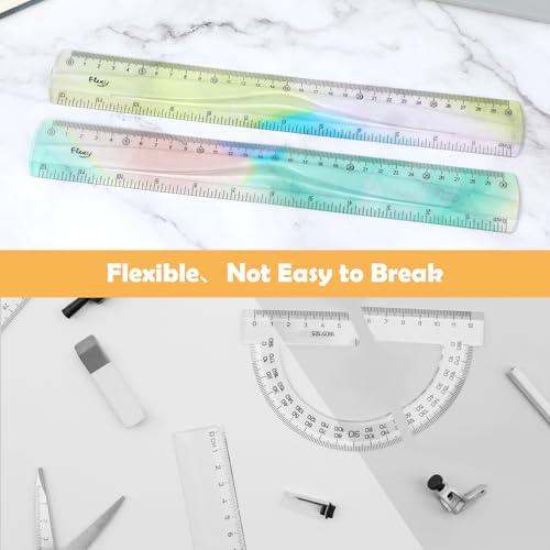 2Stuks flexibele regelaar 30cm - transparant Plastic Shatterproof met zachte rand, Buigbaar en flat voor school, klaslokaal, thuiskantoor 5