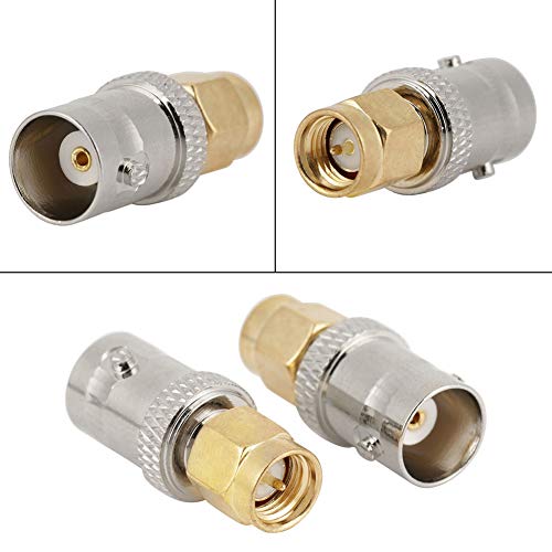 2Pcs BNC Vrouw naar SMA Mannelijke RF Connector Coaxiale Adapter Test Converter, brede bandbreedte, hoge betrouwbaarheid, lange levensduur met PTFE-isolatie, 50Ω 3