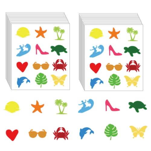 240 stuks Zelfklevende Stickers voor Tanning, 12 stijlen Zelfklevende Stickers met Har Star Butterfly en Bow Pattern Outdoor Stickers Zonnebaden Lichaam Stickers voor meisjes Zomer