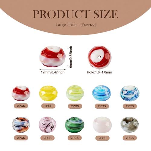 20 st. Rondelle Handgemaakte Lampwerk Kralen Facet Kleurrijke Lampwerk Kralen Rondelle Spacer Kralen voor DIY ketting armband Crafting sieraden maken 4