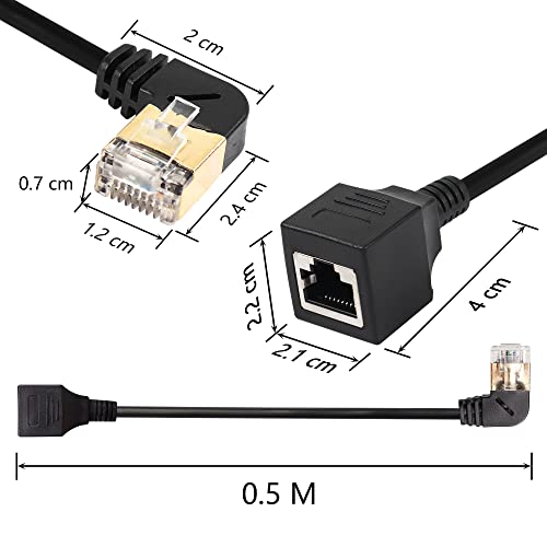 Ethernetkabel, RJ45, Cat8, hogesnelheidsnetwerkkabel, plug to bus, 90 graden, SFTP patchkabel, 40 Gbit/s, 2000 MHz, voor routermodemserver (rechts) 3
