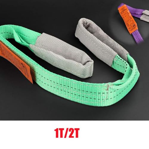 Duplex Polyester Webbing Lifting Heavy Duty Flat Cargo Sling Strap Anti-Cut en Anti-Abrasie Behandeling Rigging Lifting riemen voor het verplaatsen van opslag 2T 2M Groen 4