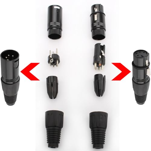 4st Solder Connectors XLR 4 Pin Man/Vrouw Plug Microfoon Kabel, Microfoon Audio Jack, XLR Stereoplug (zwart) 4