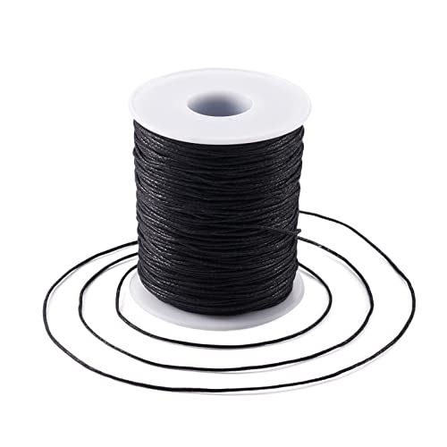 100 jaar 1mm Waxed Cotton Cord draad kralen String Black Macrame Artisan String met Spool voor armband, Enkelband, Kralen, Ketting sieraden maken naaiwerk