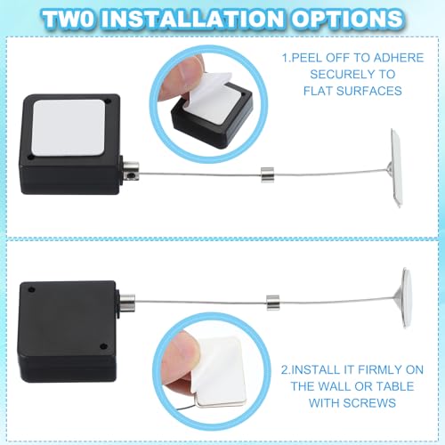 3.3 Ft Intrekbare afstandsbediening Tether, 4 stuks Vierkante beveiliging Kabel Lanyard Lock met verstelbare sluiting lijm voor TV-afstandsbediening, wit (Square Iron Cap) 4