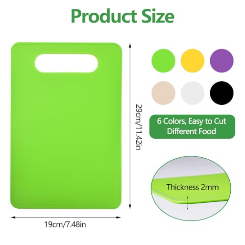 6 stuks Snijdplanken kunststof 29 X 19 cm Snijdplank Non-slip, Plank Vaatwasserkluis BPA-vrij, Antibacteriële Gekleurde snijplanken Kunststof planken Keuken voor fruit, vlees, groenten