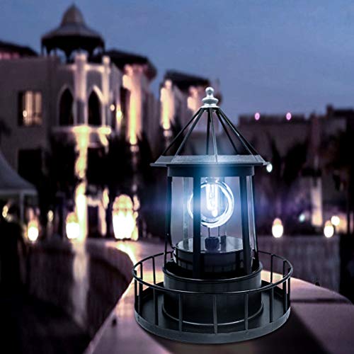 Solar Rotating Lighthouse Light Outdoor Garden Decoration Lantaarn (zwart) 5