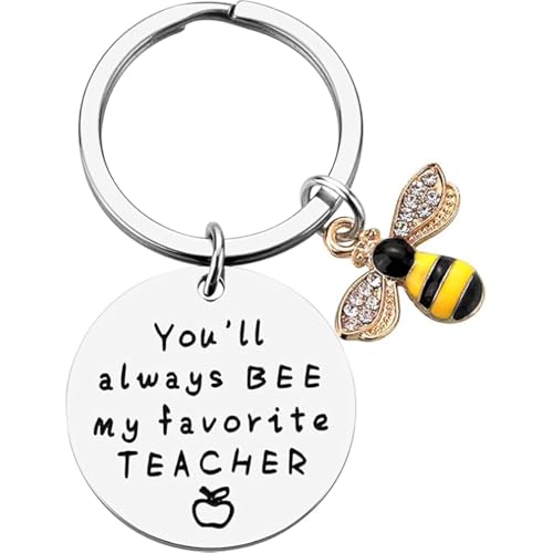 Meester Keychain Teacher Appreciation Gift Teacher Day sieraden Je werd altijd mijn favoriete leraar Keychain, Silver, M, siliver
