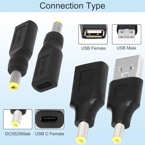 USB A 5.5 x 2.5mm naar DC Power Adapter voor 5V Socket, USB C naar DC Converter, Power Adapter voor Audio PC, Bureaulamp