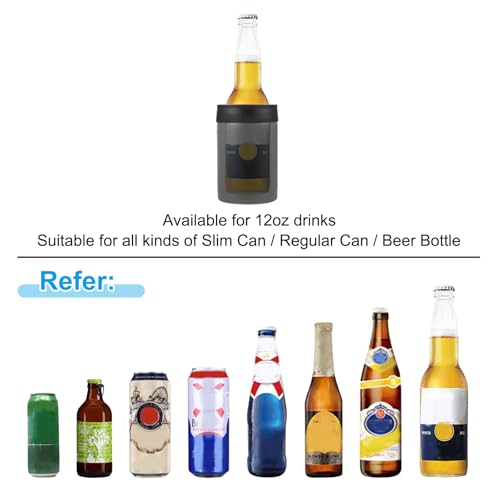 Slim Can Cooler, 2 stuks 12oz Skinny Kan geïsoleerd bier sleeve Drink houder voor bier soda koffie reguliere bussen en flessen, zwart 3