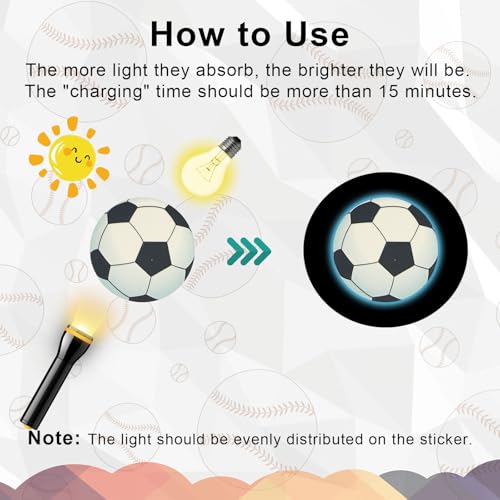 3Pcs Glow in the Dark Sports Stickers, Luminous Wall Stickers Sportballen Basketbal Basketbal Voetbal Rugby Wanddecoratie voor jongens Kamers Sportschool Party 5