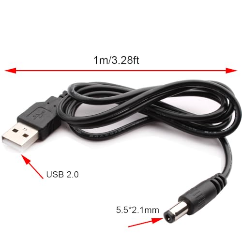 Universal USB to DC 5V Plug Cable, 9-in-1 USB A to Hollow Plug, DC Adapter Cable for Routers, Mini Fans, Speakers and Other 5V Devices (1m, Black) 4
