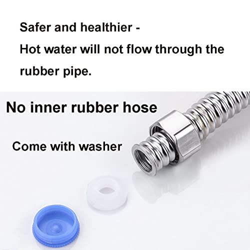 2 stuks G1/2" x G1/2" Roestvrij stalen golfbuizen, 50cm flexibele kraanconnector, flexibele pijp voor keuken aanrecht anti-burst waterpijp voor keuken, badkamer, universele vervanging 4