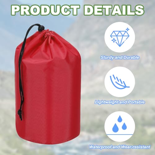 Stuff Sack, 2Scs 20x47cm Waterdichte Outdoor Opbergzak Draagbaar Koordstof Flaptas Lichtgewicht slaapzak voor Camping Wandelreizen, Rood 3