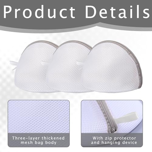 Verpakking van 3 BH Was Net Washing Net BH met Zip BH Waszak voor Wasmachine Water Permeable Net BH Was Net voor Beschermen BH Grijs 3