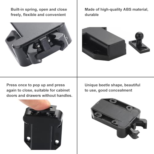 Sea 6pcs Touch Release Vangst Kabinet Push om te openen Vangslot Zwarte Push Latch voor kabinet en lade 5