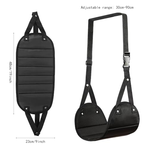 2st Vliegtuig voetsteun, verstelbare voetsteun voor volwassenen en kinderen, reisaccessoires, draagbare voet hangmat onder bureau, upgrade Comfort Leg Rest Kussen voor lange vlucht (Black+