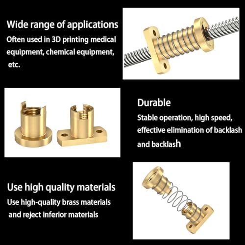Anti-Backlash lente, 4 Sets Z-as openen messing noten, veer geladen messing noten, eliminatie Splice Nut, voor Ender 3 V2 CR-10 3D-printer 8mm, ACME Threaded Rod 3