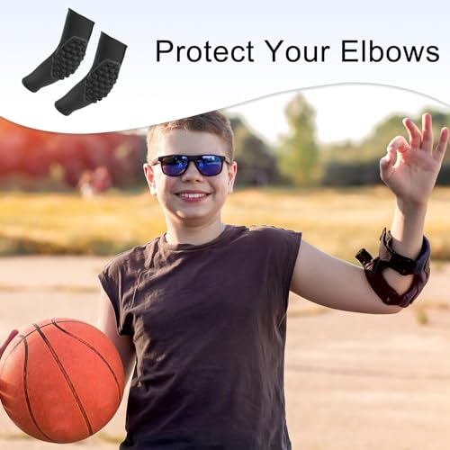 Jeugd Elleboogwachten, 2 Pack Compressie Arm Guards voor Basketbal Sport Baseball Voetbal Volleybal Black Yl 5