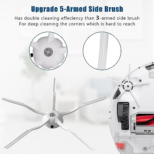 13 Piece Set voor Xiaomi Roborock S6 S60 S65 S5 MAX S6 MAXV S6 Pure Stofzuiger Accessoires, 1 Roller Penselen, 2 Filters, 4 Mop Lakens, 4 Side Penselen, 2 Schoonmaakmiddelen(Wit) 5