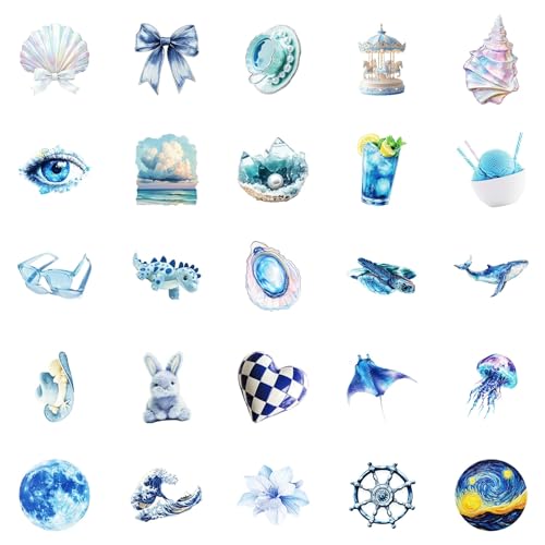 De Blue Ocean Stickers voor tieners Volwassenen 50 stuks Ocean Vinyl Sticker Set Auto Motorfiets Fiets Skateboard Snowboard Bagage Laptop Koffer Helm Motorfiets Computer