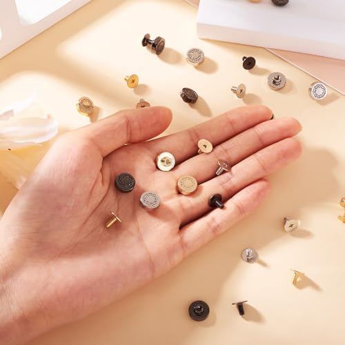 15 Sets Schroeven Knobs Legering Stud Schroef Nagel Schroef terug Hoes Rives Vintage ronde schroeven Knobs 3 Kleuren Studs Belt Bag Schroeven voor dagelijkse accessoires 5