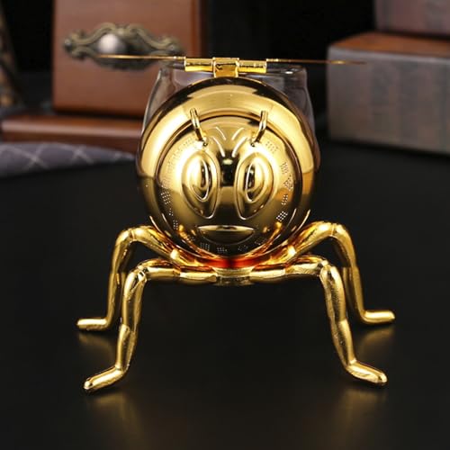 Honey Jar Bee Exquise Design Veelzijdige Spice Storage Solution voor Home Office, Hotel Restaurant Glas en Zink Legering Materiaal 14,5 X 10.2 X 9cm Maat (Goud) 4