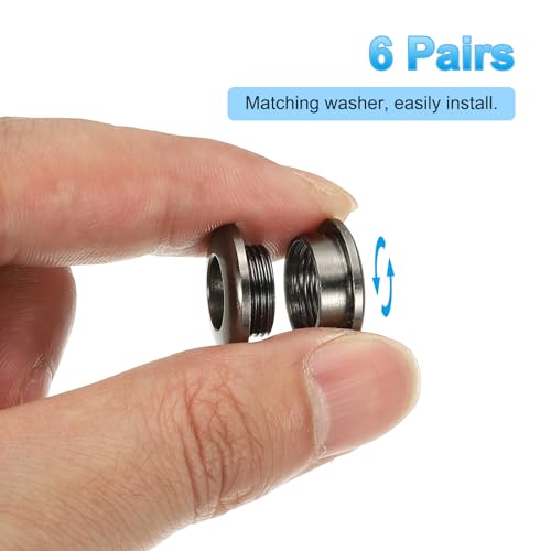 8mm (1/3 inch) Solid Messing Hole Eyes, 6 st Bow Surface Zelfdragende Grommets met Ring voor Schoenen, Kleding, Ambachten, Zak, Lederen Ambacht, Zwart 3