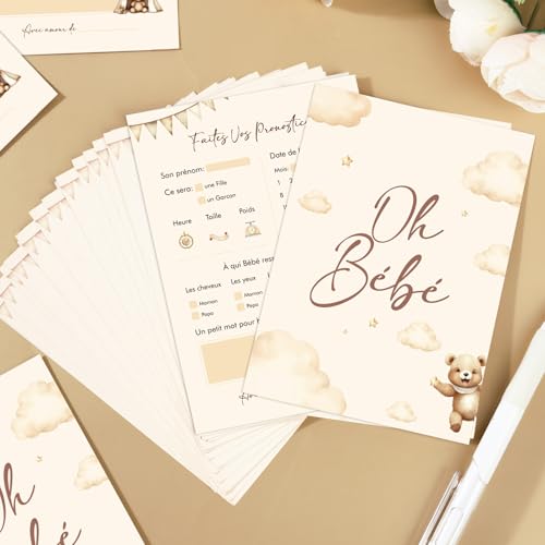 Baby Douche Spel Kaarten, 25 Baby Douche Kaarten met Franse Zeggen, Baby Party Kaarten voor het vullen, Baby Douche Party Games voor jongens en meisjes 5