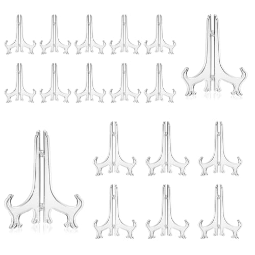 16st heldere kunststof plaat stand / easels, vouwplaat houder 3' en 5'' display staat mini duidelijke plastic ezels kleine display staat kleine tafelezel om foto's op te slaan of