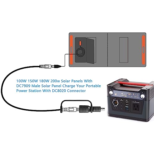 DC7909 naar DC8020 Adapter, DC7909 Vrouw naar DC8020 Man Connector Adapter, voor 100W 150W 180W 200W Solar Panel, Compatibel met Solar Power Station Explorer Series 1500 (2 PCS)