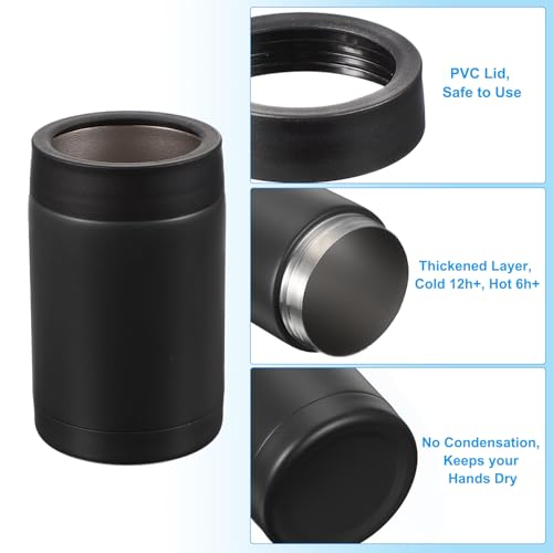 Slim Can Cooler, 2 stuks 12oz Skinny Kan geïsoleerd bier sleeve Drink houder voor bier soda koffie reguliere bussen en flessen, zwart 4