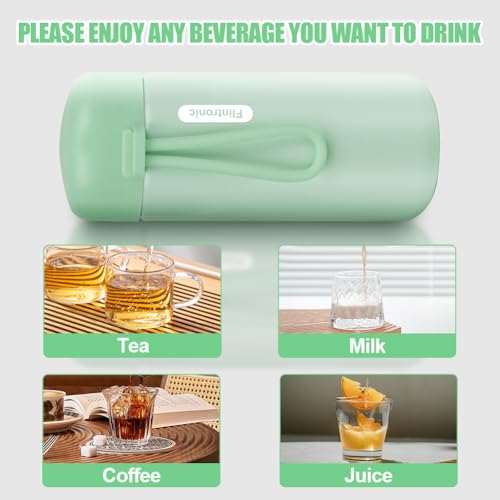 150ml Mini thermische flask, roestvrij staal geïsoleerde waterflessen, dubbele wand vacuüm kleine fles, lekvrije drank fles met handvat voor warme en koude dranken, koffie, sap - Groen 4