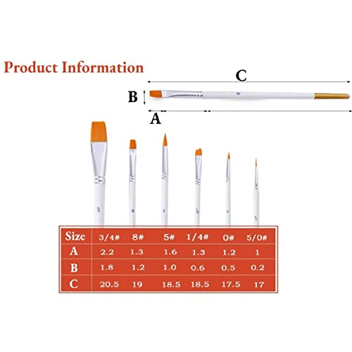6 stukken borstelset Nylon borstelset voor acrylverf aquarel olie make-up Cosplay Party Flash Tattoo Body Painting Halloween