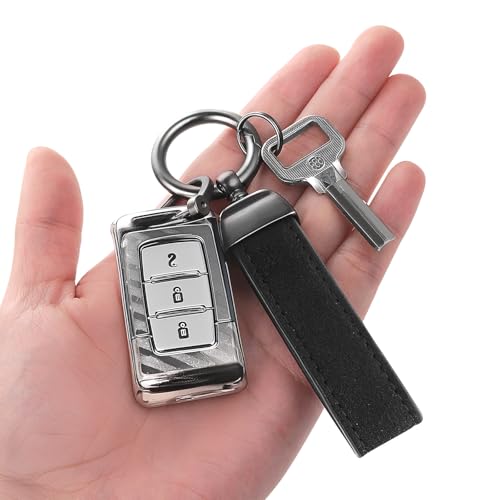 Lederen autosleutelhanger, Universele lederen sleutelhanger Type O en D, Autosleutelhanger voor vrouwen, Mannen (met 2 sleutelhangers en 1 schroevendraaier), Zwart