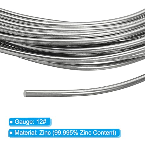 99,995% hoge zuiverheid zinkdraad, kaliber 12 draad zuiver zink 2mm zachte draadkralen wetenschappelijk experiment laboratoriumgereedschap zinkdraad (16 voet/rol), 4 rollen 3