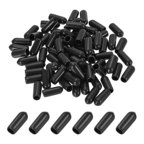 5mm Vinyl Rubber End Caps, Verpakking van 100 flexibele Bolt schroefdopjes, Ronde Thread Guard Caps voor metalen buis Rod Bolts, Zwart