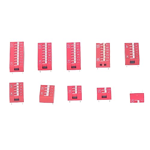 45 Piece DIP Switch Assortiment Set, Aan/uit Rocker Switch, 2,54 mm, Range 1, 2, 3, 4, 5, 6, 7, 8, 9 P voor Circuit Boards, Circuit Boards 5