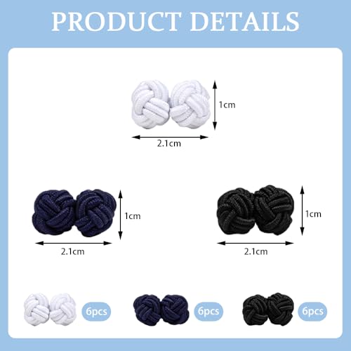 18 stuks Mannen Vrouwen Silk Stof Button Twisted Manchetknopen Set Premium Solid Knit Button Manchetknopen Elastische Stof Twist Button Gevlochten voor Shirt Dress Business Bruiloft(3