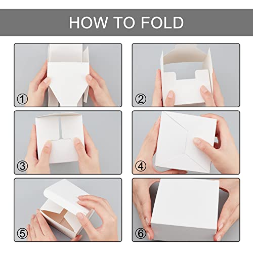 Verpakking van 15 opgevouwen papieren dozen, 10 x 10 x 5 cm, Kartonnen dozen voor bruidsmeisjes, Wit Kraftpapier voor kerstfeest, Kerstfeest 4