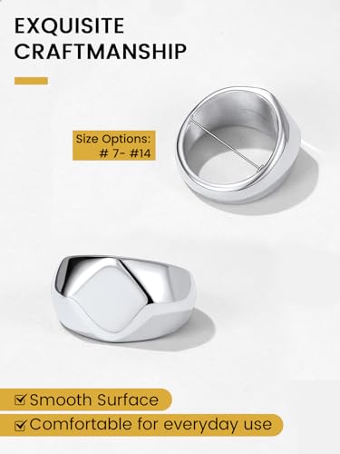 Vintage Signet Ring, Roestvrij stalen vingerring, 13 mm breed voor mannen en vrouwen, Band Ring, Zilver/Goud/Zwart/Vintage Grey, Verlovingsring, Vriendschapsring, Maat 54.4 (17.25-72.3 4